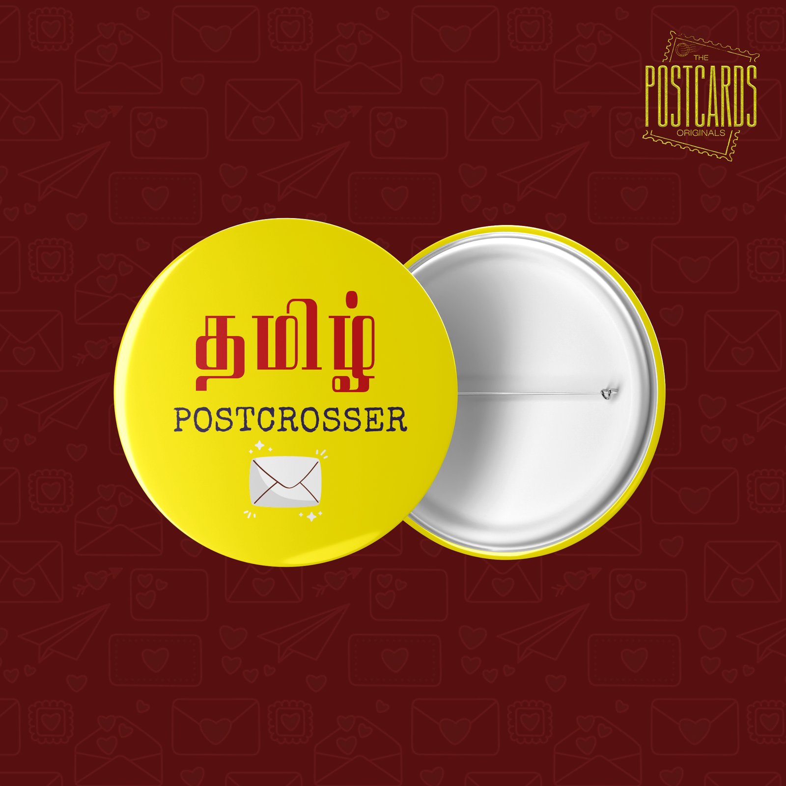 "TAMIZH POSTCROSSER" -PIN BADGE