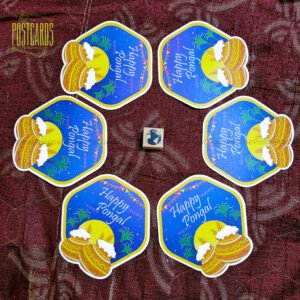 HAPPY PONGAL SHAPE POSTCARD