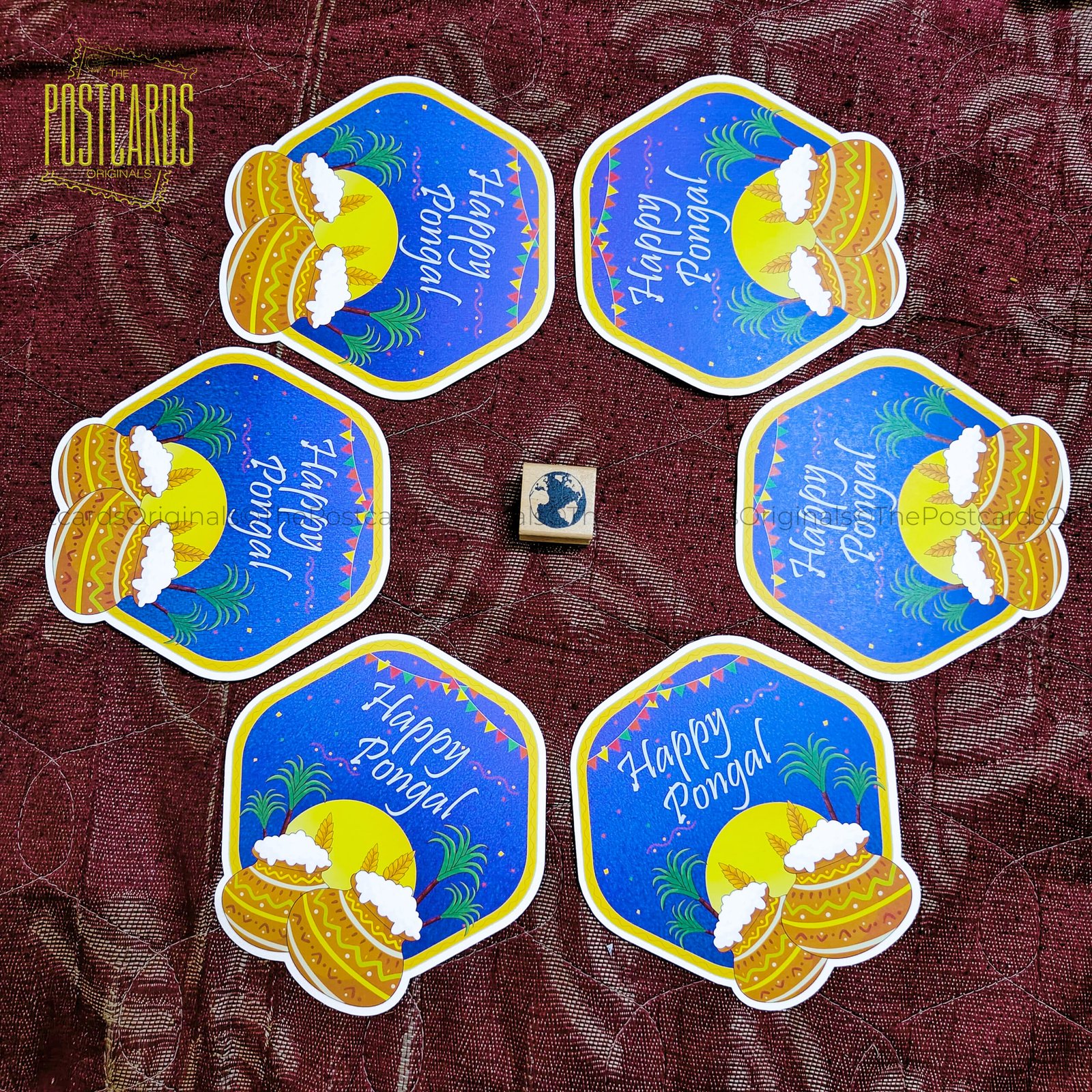 HAPPY PONGAL SHAPE POSTCARD