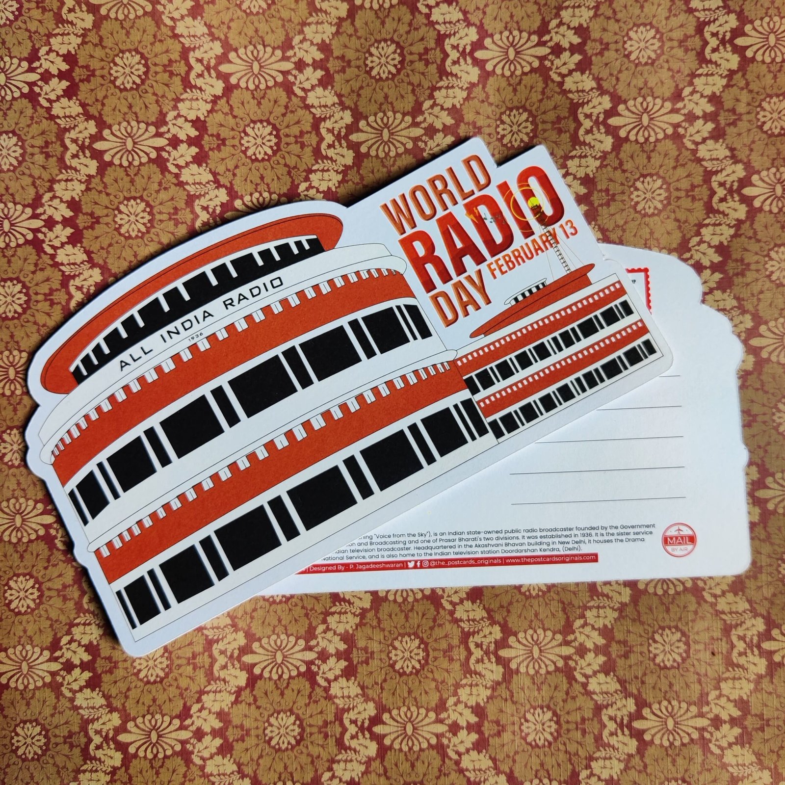 ALL INDIA RADIO SHAPE POSTCARD - Image 2